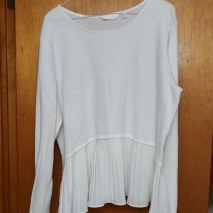 LC Lauren Conrad Cream Pleated Blouse